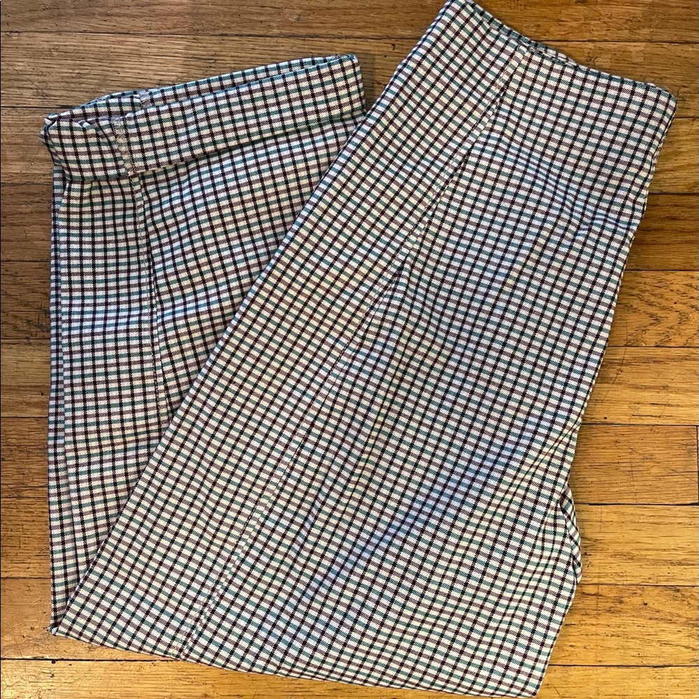 Urban Outfitters pink green and tan plaid pants